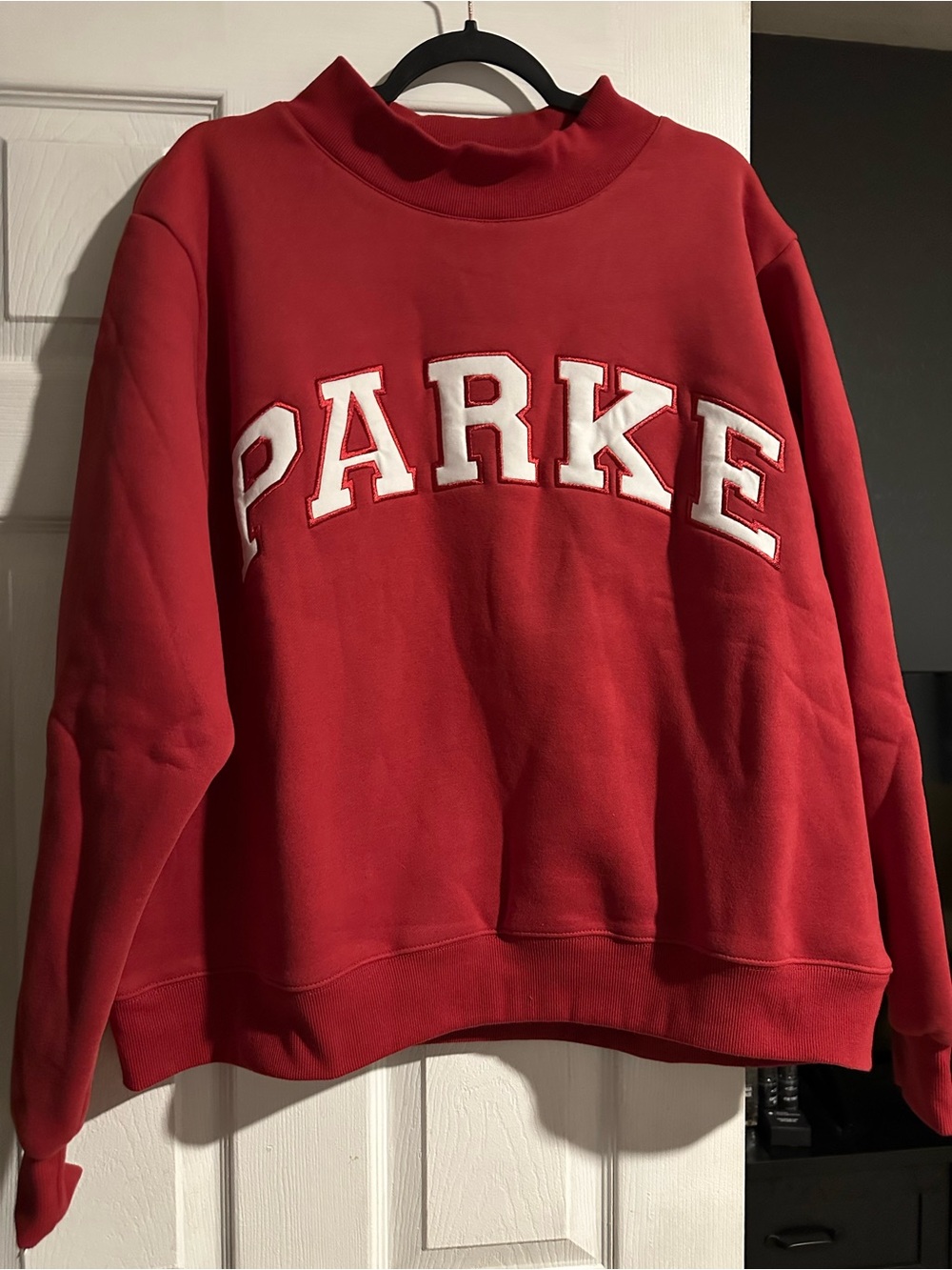 PARKE Red Women's Pullover Sweatshirt, excellent quality. 80/20 cotton